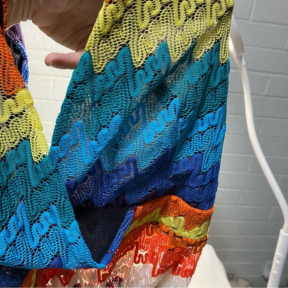 Vintage The Pyramid Collection Rainbow Maxi Dress Wrap Top Sleeveless V Medium - Picture 12 of 13